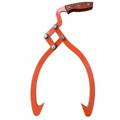 Wood Handle 2 Claw Skidding Tongs Non-Slip Grip, Log Lifting, Handling, Dragging & Carrying Tool (18 In)