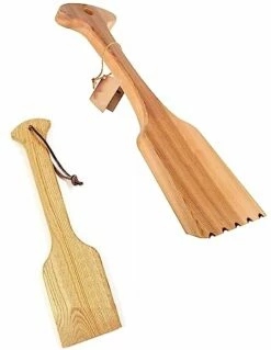Wooden BBQ Grill Brush Scraper- Wood Grill Scraper, Natural Wood