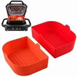 2 Pack Silicone Grill Liners For Ninja OG701 & OG751,for Ninja Woodfire Outdoor Grill Accessories, Reusable Heat Resistant Nonstick Grill Basket Liners 8.9" X 6.3"