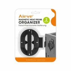 AIEVE Meat Probe Organizer, 2 Pack Magnetic Meat Thermometer Probe Cord Wrap, Universal Cord Winder For ThermoPro/Weber/Traeger Digital Thermometer Probe, Easy To Tangle Wires And Storage(Patented)