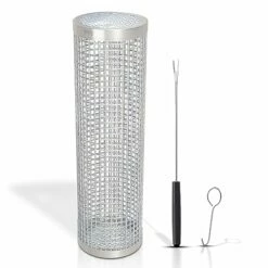 Grill Basket - Heavy-Duty Stainless Steel - Rolling Grilling Basket – Grill Vegetable Basket - BBQ Grill Accessories For Outdoor Cooking Of Veggie, Shrimp, Meat, Fish And More