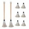 Donxote 18 Inch BBQ Mop Brush Set Of 2, With 6 Extra Replacement Heads, Wooden Long Handle Cotton Head Mopping Basting Grill Sauce Perfect For Grilling Smoking Steak Marinade Or Glazing