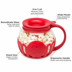Ecolution Patented Micro-Pop Microwave Popcorn Popper With Temperature Safe Glass, 3-in-1 Lid Measures Kernels And Melts Butter, Made Without BPA, Dishwasher Safe, 1.5-Quart, Red 14 Ecolution Patented Micro-Pop Microwave Popcorn Popper With Temperature Safe Glass, 3-in-1 Lid Measures Kernels And Melts Butter, Made Without BPA, Dishwasher Safe, 1.5-Quart, Red -Samsung Shop 51 Mx2sIGkL