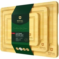 ππππππ ππππ Cutting Boards For Kitchen - Bamboo Cutting Board Set Of 3, Cutting Boards W/Juice Grooves, Thick Chopping Board For Meat, Veggies, Easy Grip Handle - Kitchen Gadgets Gift