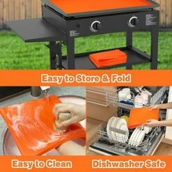 BYKITCHEN Silicone Griddle Cover For Blackstone 22 Inch Griddle, Griddle Mat For Blackstone Tabletop Griddle, Grill Accessories For 22 Inch Blackstone Griddle, Outdoor Protective Portable Grill Mat -Samsung Shop 513MfaDw3bL