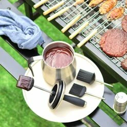 BBQ Basting Pot With 3 Basting Brushes Set,Airtight Stainless Steel Barbecue Sauce Pot,Silicone BBQ Brushes For Sauce,BBQ Grilling Gifts For Men Dad,BBQ Gadgets Grill Accessories,32oz Large Capacity -Samsung Shop 5160NNlmR9L