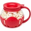 Ecolution Patented Micro-Pop Microwave Popcorn Popper With Temperature Safe Glass, 3-in-1 Lid Measures Kernels And Melts Butter, Made Without BPA, Dishwasher Safe, 1.5-Quart, Red