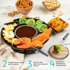 Kusini Electric Fondue Pot Set - Chocolate Fondue Kit - Temperature Control, Detachable Serving Trays, & 4 Roasting Forks - Gift Set & Date Night Idea. Serve At Movie Night Or Game Night. -Samsung Shop 51GadSVuVjL