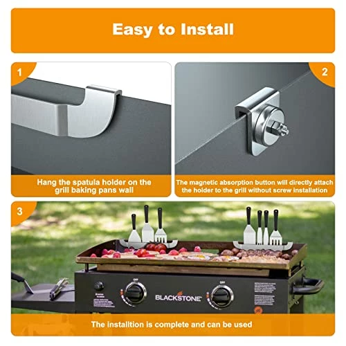 10 Inch Griddle Spatula Holder Magnetic Design, Stainless Steel Grill Barbecue Tool Rack, Griddle Accessories For Blackstone Flat Top Griddle And Other Grill Griddles (2 Pcs) 5 10 Inch Griddle Spatula Holder Magnetic Design, Stainless Steel Grill Barbecue Tool Rack, Griddle Accessories For Blackstone Flat Top Griddle And Other Grill Griddles (2 Pcs) - Image 5