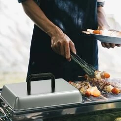 SafBbcue 2 Sets Flat Top Grill Accessories 14" Rectangle Cheese Melting Basting Cover For Blackstone,Pitboss,Camp Chef Steamer Dome Pizza Oven/Wok Cover,Metal Plate Cover For Grill Cooking Accessories -Samsung Shop 51OR5M2IGrL