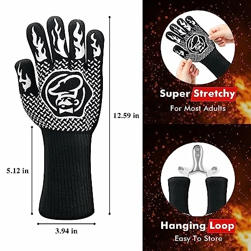 Commercial Chef High Heat Resistant BBQ Gloves For Barbecue, Cooking, Baking, Cutting, Pizza Oven, Camping - Non-Slip Kitchen Oven Mitts - Grill Accessories With Anti-Slip Coating EN407 Lab Certified 8 Commercial Chef High Heat Resistant BBQ Gloves For Barbecue, Cooking, Baking, Cutting, Pizza Oven, Camping - Non-Slip Kitchen Oven Mitts - Grill Accessories With Anti-Slip Coating EN407 Lab Certified - Image 8