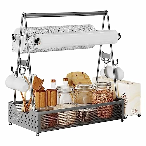 Semlos BBQ Grill Caddy With Paper Towel Holder And Hooks, Condiment Caddy And Storage Organizer For Grilling Tools, Camping Accessories For Barbecue, Picnics, Garage And Travel Trailers, Silver 1 Semlos BBQ Grill Caddy With Paper Towel Holder And Hooks, Condiment Caddy And Storage Organizer For Grilling Tools, Camping Accessories For Barbecue, Picnics, Garage And Travel Trailers, Silver