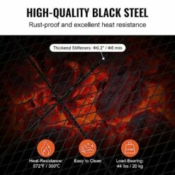 VEVOR X-Marks Fire Pit Grill Grate, Rectangle Cooking Grate, Heavy Duty Steel Campfire BBQ Grill Grid With Handle & Support X Wire, Portable Camping Cookware For Outside Party Gathering, 32 Inch Black -Samsung Shop 51cMjIZnYpL