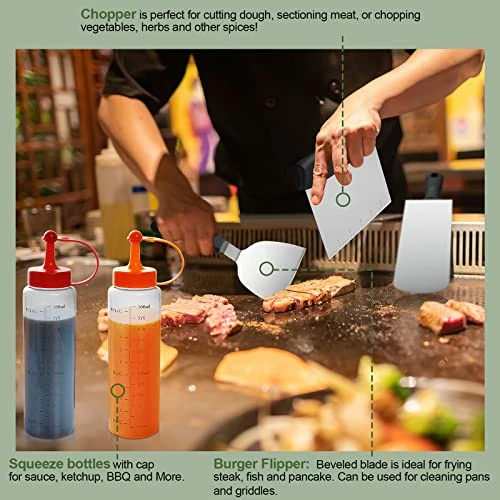 24Pcs Griddle Accessories Set, Stainless Steel Flat Top Grill Spatula Kit For Outdoor Barbecue Camping Cooking, Included Basting Cover, Scraper, Cast Iron Grill Press, Carrying Bag 3 24Pcs Griddle Accessories Set, Stainless Steel Flat Top Grill Spatula Kit For Outdoor Barbecue Camping Cooking, Included Basting Cover, Scraper, Cast Iron Grill Press, Carrying Bag - Image 3