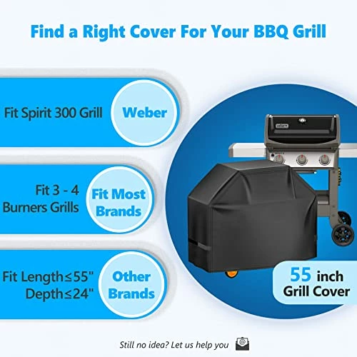 HomWanna Grill Cover 55 Inch - Superior Gas Grill Cover For Outdoor Grill - 600D Outside BBQ Covers Waterproof Heavy Duty For Weber, Dyna-glo, Char-Broil, Nexgrill, Brinkmann, Monument Barbecue Grill 6 HomWanna Grill Cover 55 Inch - Superior Gas Grill Cover For Outdoor Grill - 600D Outside BBQ Covers Waterproof Heavy Duty For Weber, Dyna-glo, Char-Broil, Nexgrill, Brinkmann, Monument Barbecue Grill - Image 6