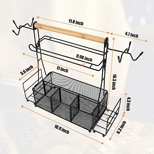 RIFPOD Grill Utensil Caddy With Paper Towel Holder,Picnic BBQ Condiment Organizer Mesh Basket, Grill Accessories Storage For Camping,Outdoor,Kitchen 6 RIFPOD Grill Utensil Caddy With Paper Towel Holder,Picnic BBQ Condiment Organizer Mesh Basket, Grill Accessories Storage For Camping,Outdoor,Kitchen - Image 6
