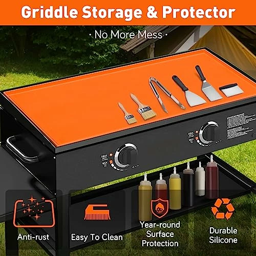 Wohbay Griddle Mat For Blackstone, 28" Food-Grade Silicone Mat For Griddle Surface, Blackstone Griddle Accessories, Griddle Outdoor Protector - Orange 5 Wohbay Griddle Mat For Blackstone, 28" Food-Grade Silicone Mat For Griddle Surface, Blackstone Griddle Accessories, Griddle Outdoor Protector - Orange - Image 5