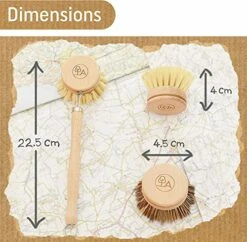 Eco Friendly Dish Brush With Handle - Eco Kitchen Brushes For Dishes - Dish Cleaning Brush Set With 3 Natural Dish Brush Replacement Heads - Eco Cleaning Tools - Agile Home + Garden Eco Friendly Gifts -Samsung Shop 51v4ywnv3qL