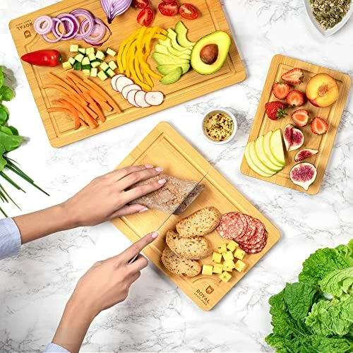 ππππππ ππππ Cutting Boards For Kitchen - Bamboo Cutting Board Set Of 3, Cutting Boards W/Juice Grooves, Thick Chopping Board For Meat, Veggies, Easy Grip Handle - Kitchen Gadgets Gift 3 ππππππ ππππ Cutting Boards For Kitchen - Bamboo Cutting Board Set Of 3, Cutting Boards W/Juice Grooves, Thick Chopping Board For Meat, Veggies, Easy Grip Handle - Kitchen Gadgets Gift - Image 3