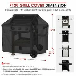 Unicook 51 Inch Grill Cover For Weber Spirit 300 And Spirit Il 300 Series Grills, Premium BBQ Grill Cover For Outdoor Grill, Heavy Duty Waterproof Fade Resistant, Compared To Weber 7139 -Samsung Shop 51wuo394B6L