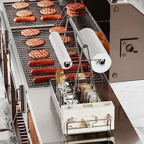 Semlos BBQ Grill Caddy With Paper Towel Holder And Hooks, Condiment Caddy And Storage Organizer For Grilling Tools, Camping Accessories For Barbecue, Picnics, Garage And Travel Trailers, Silver 4 Semlos BBQ Grill Caddy With Paper Towel Holder And Hooks, Condiment Caddy And Storage Organizer For Grilling Tools, Camping Accessories For Barbecue, Picnics, Garage And Travel Trailers, Silver - Image 4