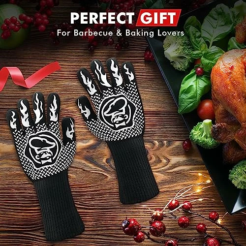 Commercial Chef High Heat Resistant BBQ Gloves For Barbecue, Cooking, Baking, Cutting, Pizza Oven, Camping - Non-Slip Kitchen Oven Mitts - Grill Accessories With Anti-Slip Coating EN407 Lab Certified 2 Commercial Chef High Heat Resistant BBQ Gloves For Barbecue, Cooking, Baking, Cutting, Pizza Oven, Camping - Non-Slip Kitchen Oven Mitts - Grill Accessories With Anti-Slip Coating EN407 Lab Certified - Image 2