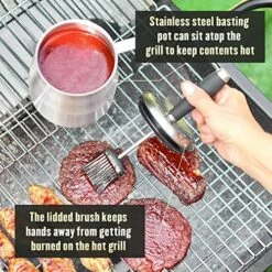 BBQ Basting Pot With 3 Basting Brushes Set,Airtight Stainless Steel Barbecue Sauce Pot,Silicone BBQ Brushes For Sauce,BBQ Grilling Gifts For Men Dad,BBQ Gadgets Grill Accessories,32oz Large Capacity -Samsung Shop 61OXwZG vFL