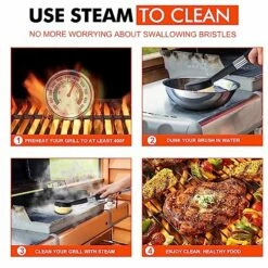 Grill Brush For Outdoor Grill, Safe Grill Brush Bristle Free For Grill Cleaning, Steam Cleaner Grill Cleaning BBQ Brush With 2 PCS Replaceable Cleaning Heads For Cast Iron, Stainless-Steel Grates -Samsung Shop 61lZuDta vL